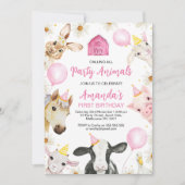 Pink Balloon Daisy Farm Birthday Einladung (Vorderseite)