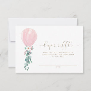 Pink Balloon Diaper Raffelkarte Einladung