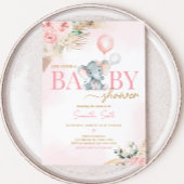 Pink Balloon Elephant Baby Dusche Einladung