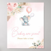 Pink Balloon Elephant Baby Shower Babys sind süß Poster (Vorne)
