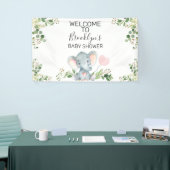 Pink Balloon Elephant Foliage Baby Dusche Willkomm Banner (Messeveranstaltung)