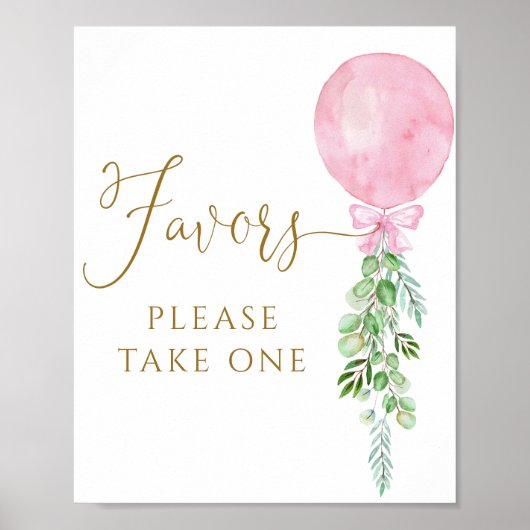 Pink Balloon Eucalyptus Baby Duwer Favorits Poster (Vorne)