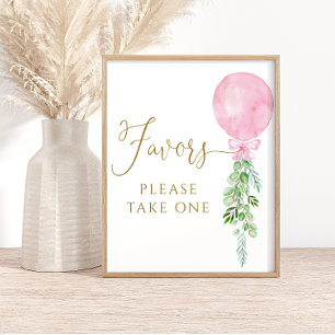 Pink Balloon Eucalyptus Baby Duwer Favorits Poster