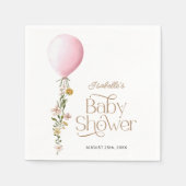 Pink Balloon Floral Girl Baby Dusche Thema Papier Serviette (Vorderseite)