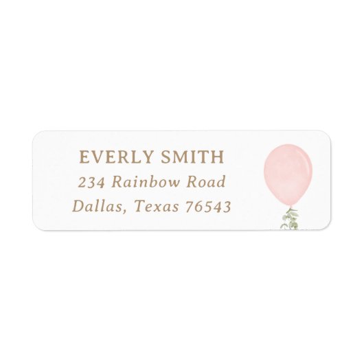 Pink Balloon Geburtstagsrücksendeadresse (Vorne)
