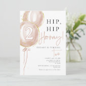 Pink Balloon Girl Einladung (Stehend Vorderseite)