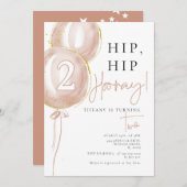 Pink Balloon Girl Einladung (Vorne/Hinten)