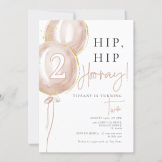 Pink Balloon Girl Einladung