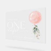 Pink Balloon, Grüne, Erster Geburtstag Willkommen Acrylschild (Winkel)