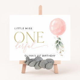 Pink Balloon, Grüne, Erster Geburtstag Willkommen Poster