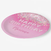 Pink Balloon Ombre Geburtstagsparty Pappteller (Schrägansicht)