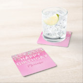 Pink Balloon Ombre Geburtstagsparty Rechteckiger Pappuntersetzer (Vor Ort)