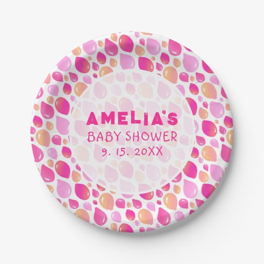 Pink Balloon Pattern Baby Girl Baby Shower Pappteller (Vorderseite)
