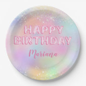Pink Balloon Rainbow Birthday Party Pappteller (Vorderseite)
