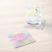 Pink Balloon Rainbow Birthday Party Rechteckiger Pappuntersetzer (Vor Ort)