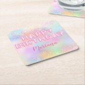 Pink Balloon Rainbow Birthday Party Rechteckiger Pappuntersetzer (angewinkelt)