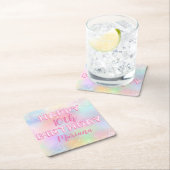 Pink Balloon Rainbow Birthday Party Rechteckiger Pappuntersetzer (Vor Ort)