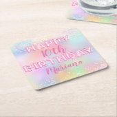 Pink Balloon Rainbow Birthday Party Rechteckiger Pappuntersetzer (angewinkelt)