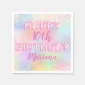 Pink Balloon Rainbow Birthday Party Serviette (Vorderseite)