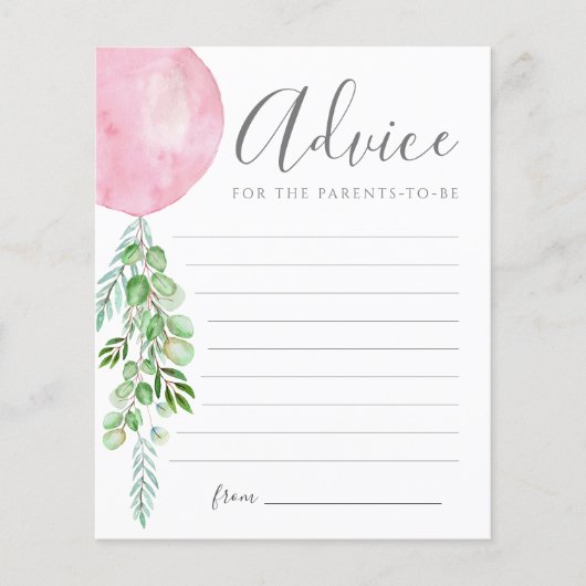 Pink Balloon Ratgeber wünscht Babykarte (Vorderseite)