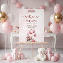 Pink Balloon Stroller Baby Girl Muslim Aqiqah