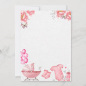 Pink Balloon Stroller Baby Girl Muslim Aqiqah Einladung (Rückseite)