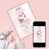 Pink Balloon Stroller Baby Girl Muslim Aqiqah Einladung