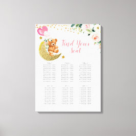 Pink Balloon Teddy Bären Seekarte Zeichen Leinwanddruck