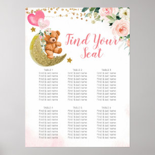 Pink Balloon Teddy Bären Seekarte Zeichen Poster