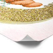 Pink Balloon Teddy Bear Baby Dusche Begrüßungszeic Poster (Ecke)