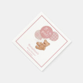 Pink Balloon Teddy Bear Babydusche Napkins Serviette (Ecke)