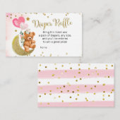 Pink Balloon Teddy Bear Diaper Raffle Begleitkarte (Vorne/Hinten)