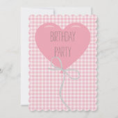 Pink Balloon und Gingham Birthday Einladung (Rückseite)