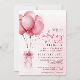 Pink Balloon Watercolor Galentines Bridal Shower Einladung