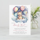 Pink Balloon wir können frühzeitig abwarten Mädche Einladung (Stehend Vorderseite)