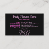 Pink Balloons auf Black Event Planner Visitenkarte (Rückseite)