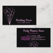 Pink Balloons auf Black Event Planner Visitenkarte (Vorne/Hinten)