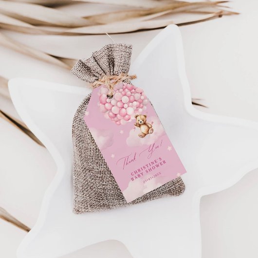 Pink Balloons Baby Teddy Bear Dusche Vielen Dank Geschenkanhänger