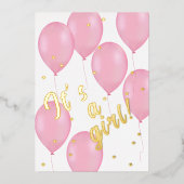 Pink Balloons Babydusche Aufladen Folieneinladung (Vorderseite)
