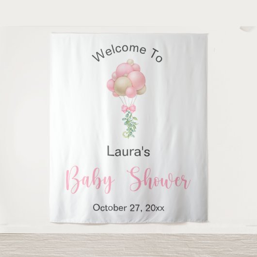 Pink Balloons Babydusche Wandteppich (Vorderseite)