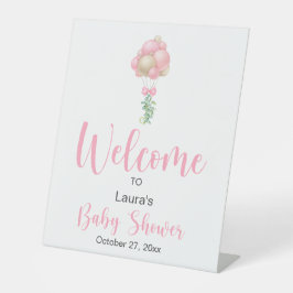 Pink Balloons Babydusche Willkommen Sockelschild