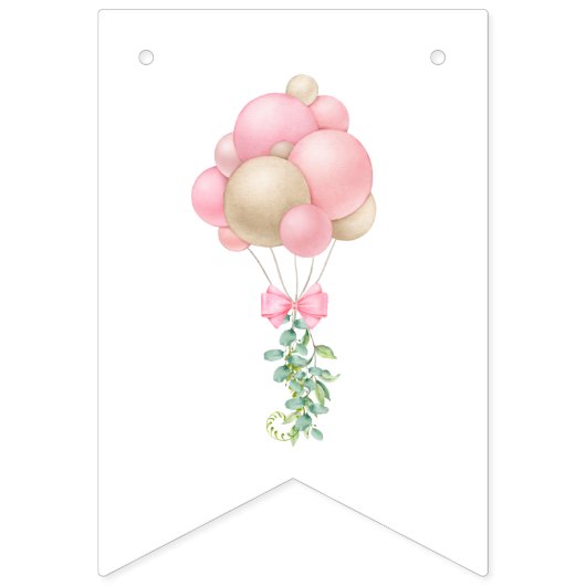 Pink Balloons Babydusche Wimpelkette (Zweite Fahne)