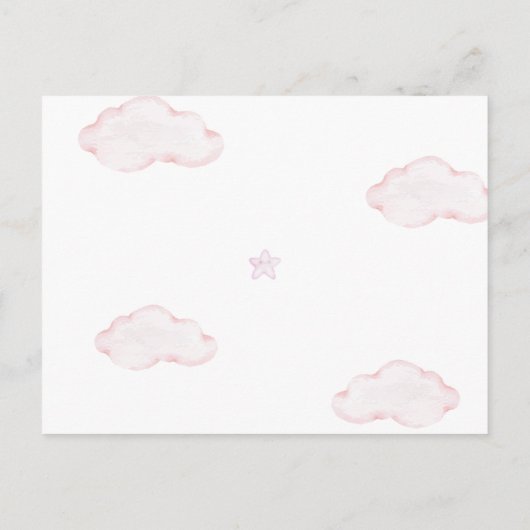 Pink Balloons Bear Vielen Dank Baby Foto Birth Ankündigungspostkarte (Rückseite)