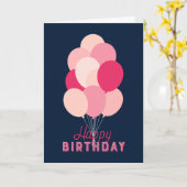 Pink Balloons Blue Happy Birthday Karte (Gelbe Blume)