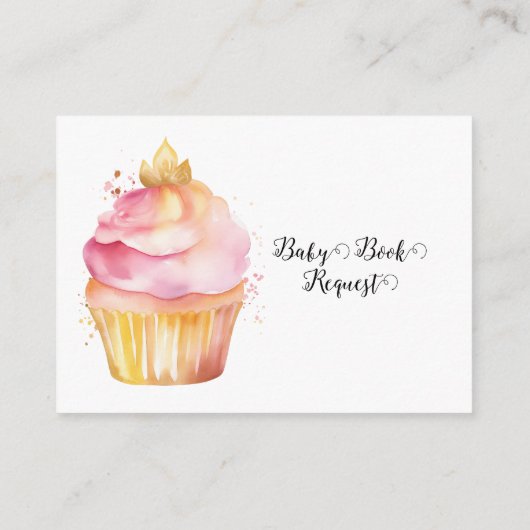 Pink Balloons Cup Cake Babybuchanfrage Begleitkarte (Rückseite)