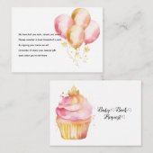 Pink Balloons Cup Cake Babybuchanfrage Begleitkarte (Vorne/Hinten)