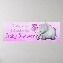 Pink Balloons Elephant Girl Baby Dusche