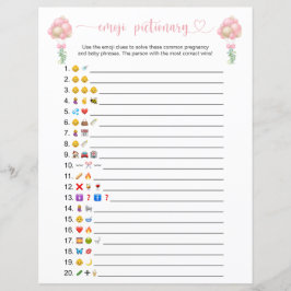 Pink Balloons Emoji Pictionary Baby Showspiel