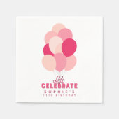 Pink Balloons Feiern wir jedes Alter zum Geburtsta Serviette (Vorderseite)