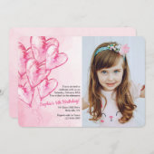 Pink Balloons Foto Einladung (Vorne/Hinten)